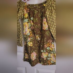 Blue Juniper Dress 4t Brown with Flowers